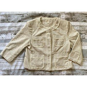 Women’s Michael Kors Jacket Blazer Linen Tweed Tan